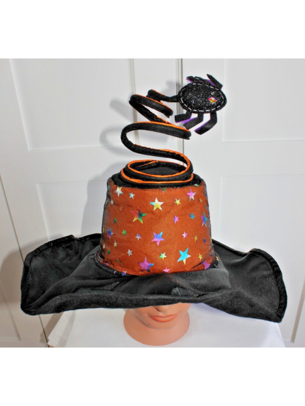 Vintage Russ Berrie Halloween Witch Hat – Springy Bouncy Spider Kitsch Cap